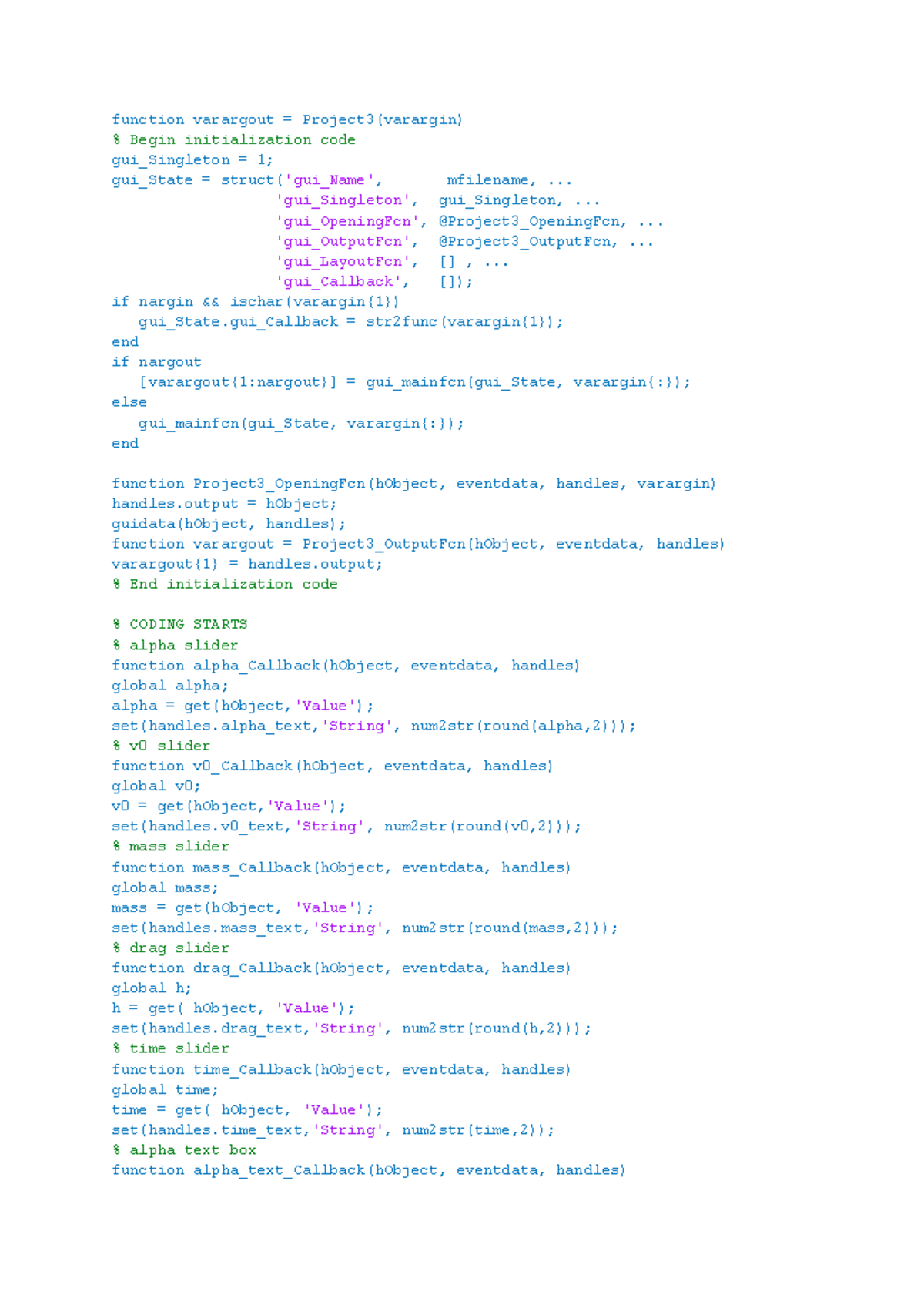 Matlab code project 3 - hehe - function varargout = Project3(varargin ...