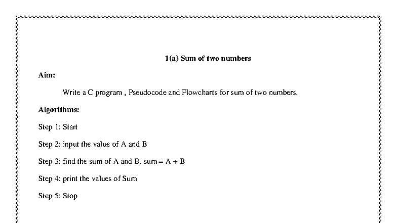 CS25C01 - CPC Lab Manual: C Programs with Pseudocode & Flowcharts - Studocu