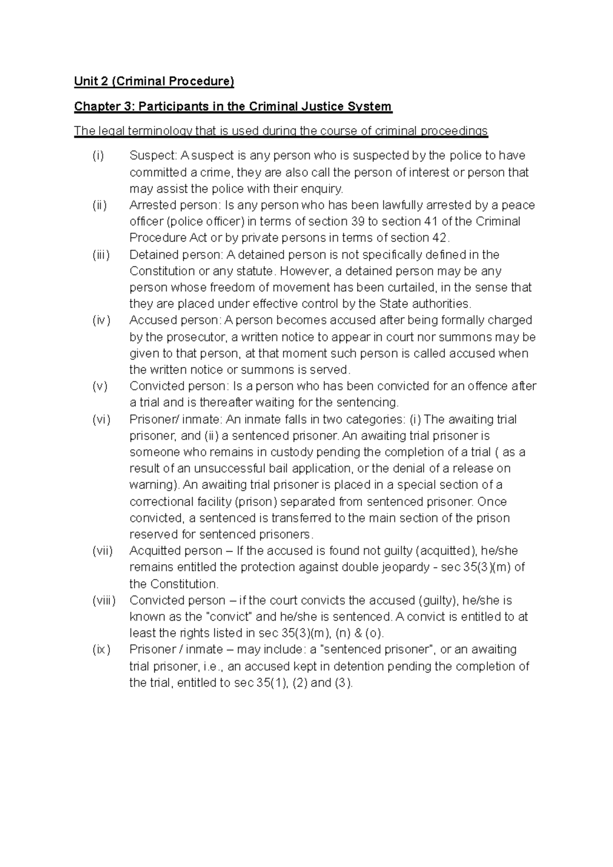 Unit 2 (Criminal Procedure) Chapter 3: Key Participants in Justice ...