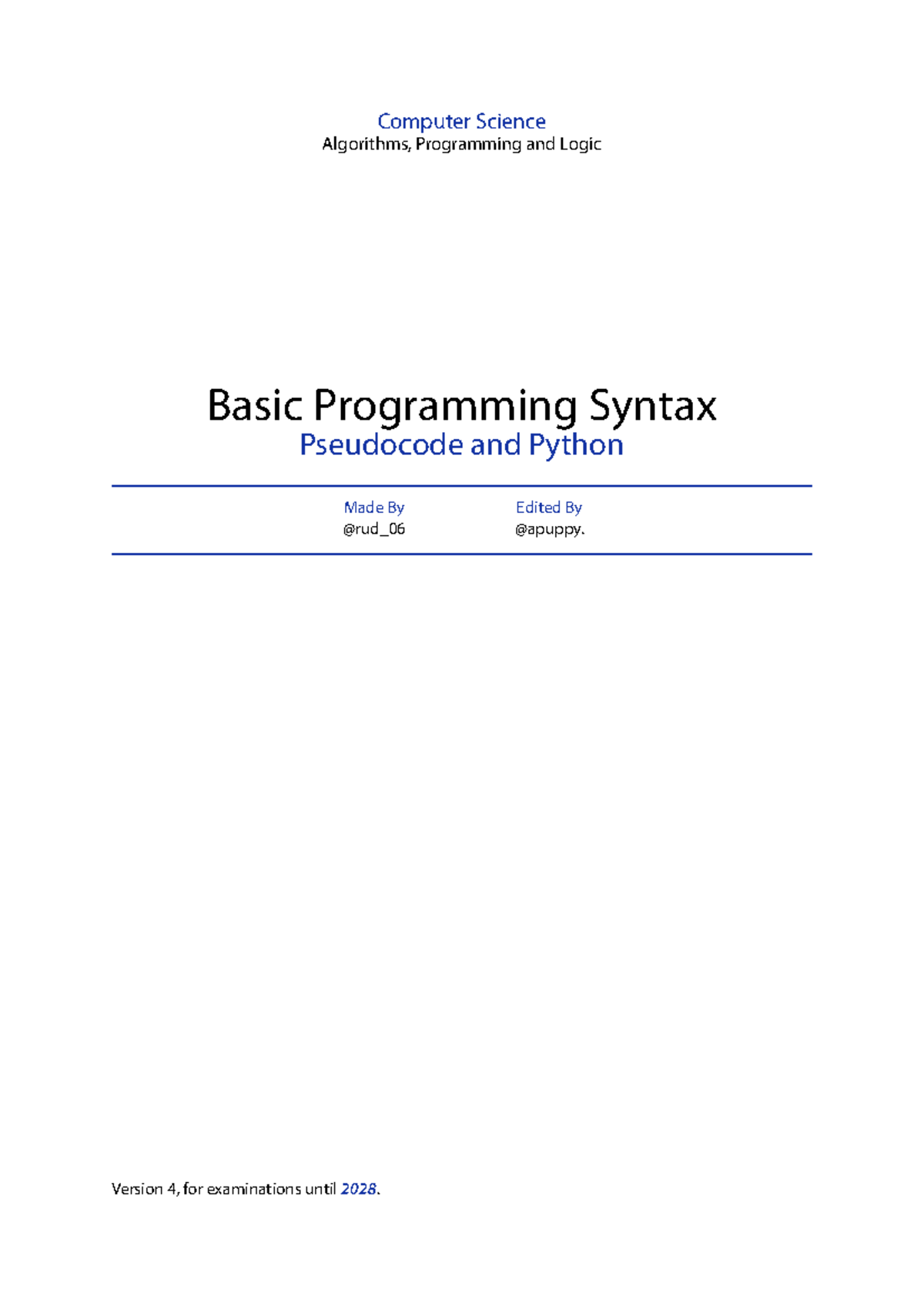 BPS - Comprehensive Notes on Pseudocode & Python Programming Basics ...