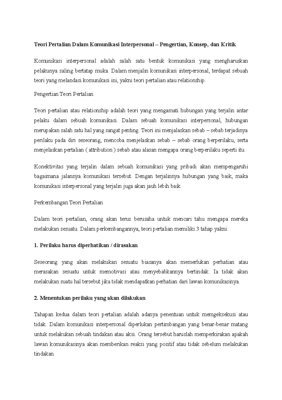 Teori Pertalian dalam Komunikasi Interpersonal: Pemahaman dan Kritik ...