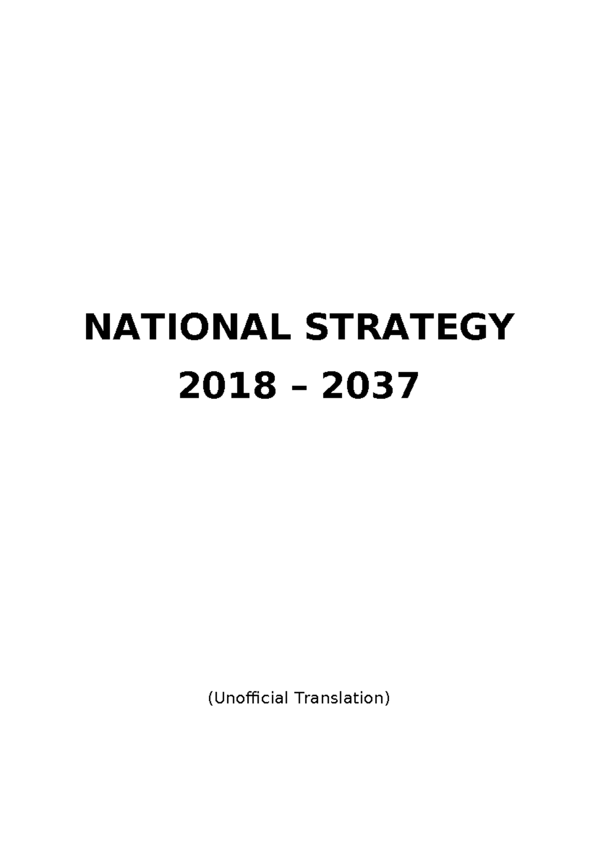 National Strategy 2018-2037: Framework for Sustainable Development ...