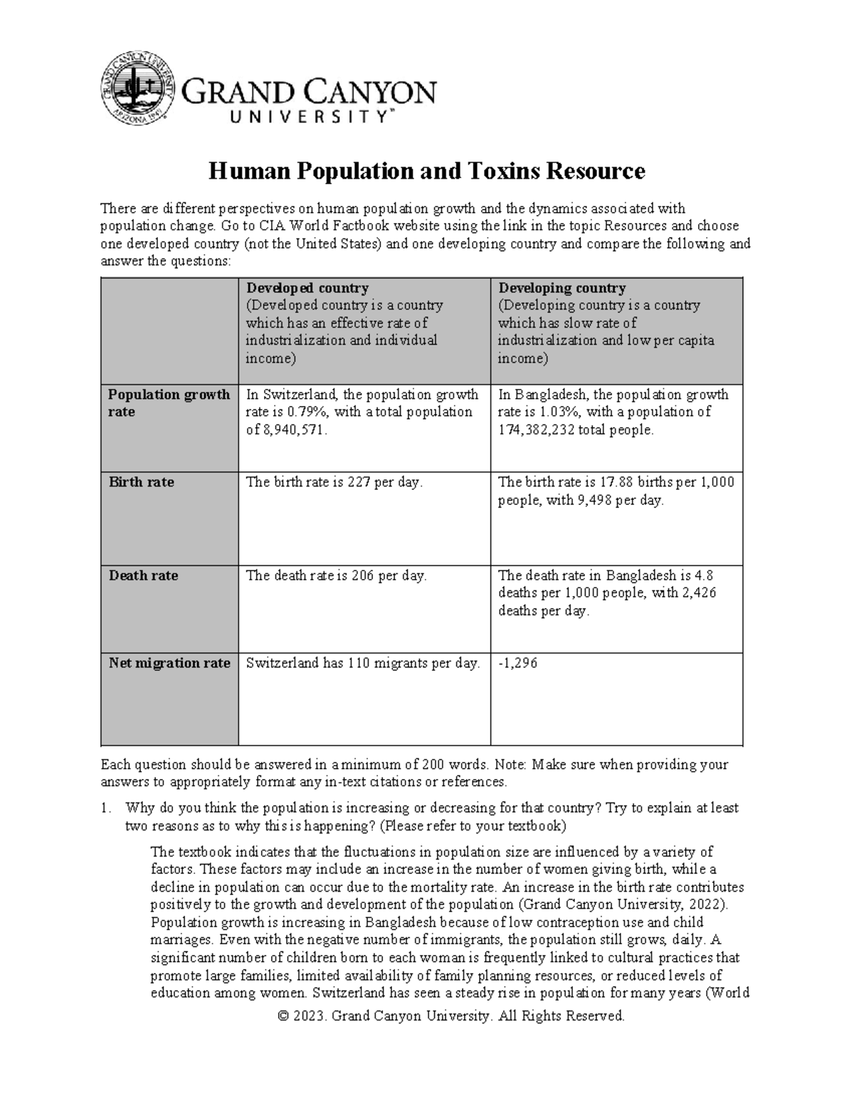 BIO 220 RS Human Populations And Toxins Human Population and Toxins