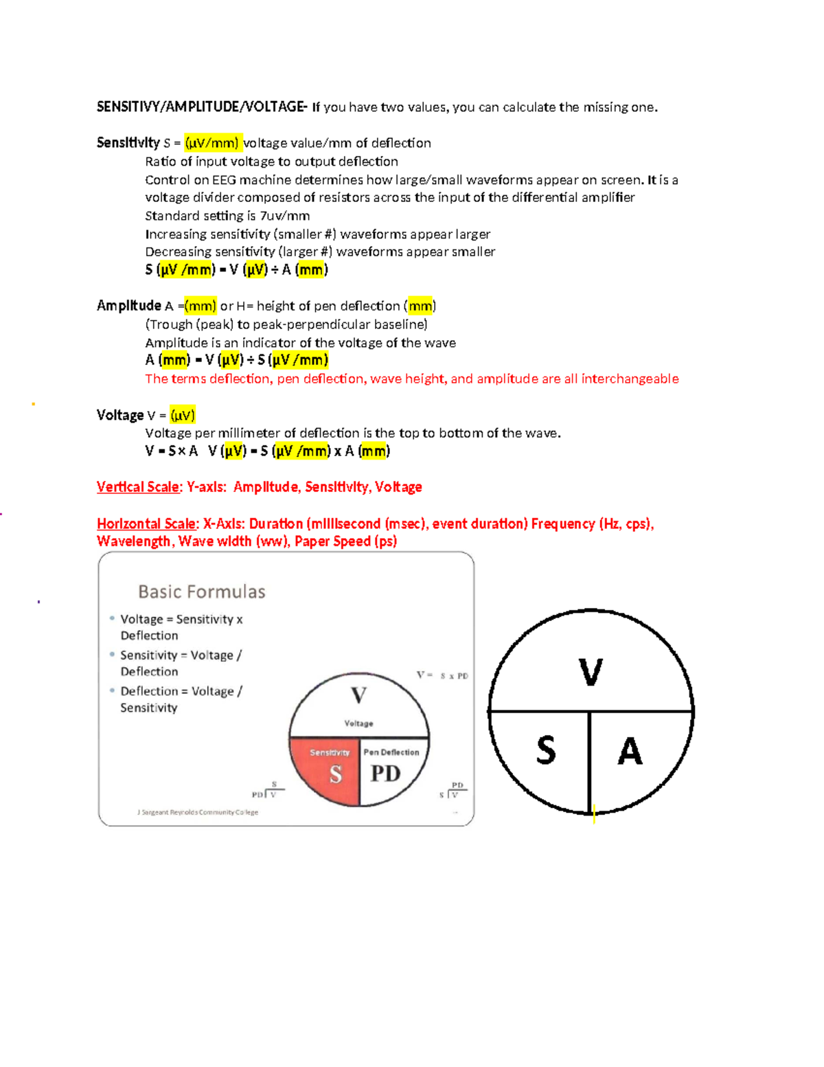 EEG 101: Sensitivity, Amplitude, and Voltage Calculations Guide - Studocu