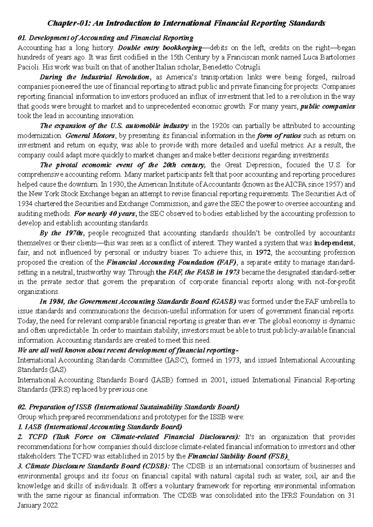 Chapter 01: Overview of International Financial Reporting Standards ...