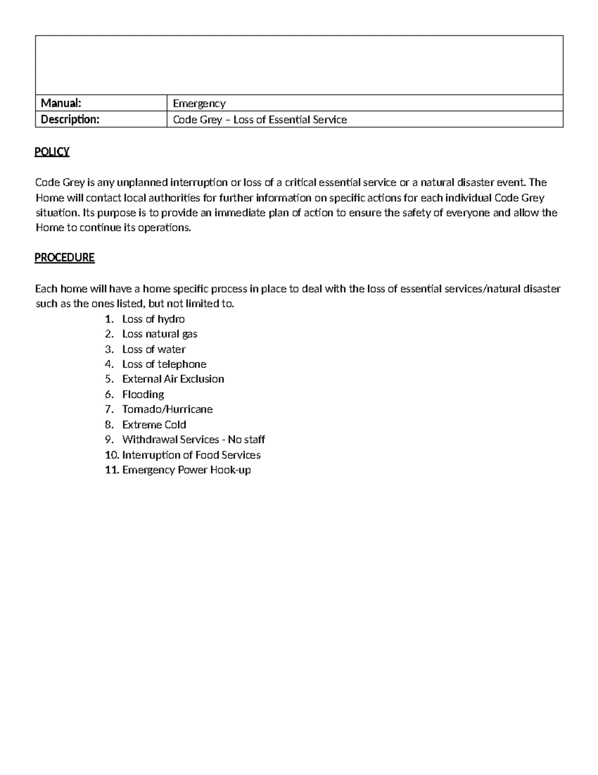 Code White Procedure: Emergency Response Guidelines and Actions - Studocu