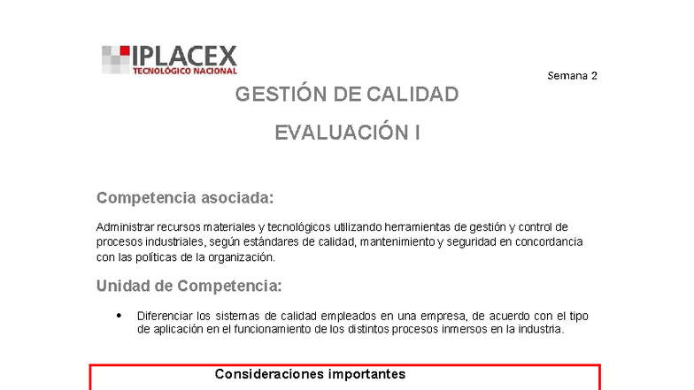 Evaluación I: Gestión de Calidad y Propuesta de Mejora ISO 9001 - Studocu