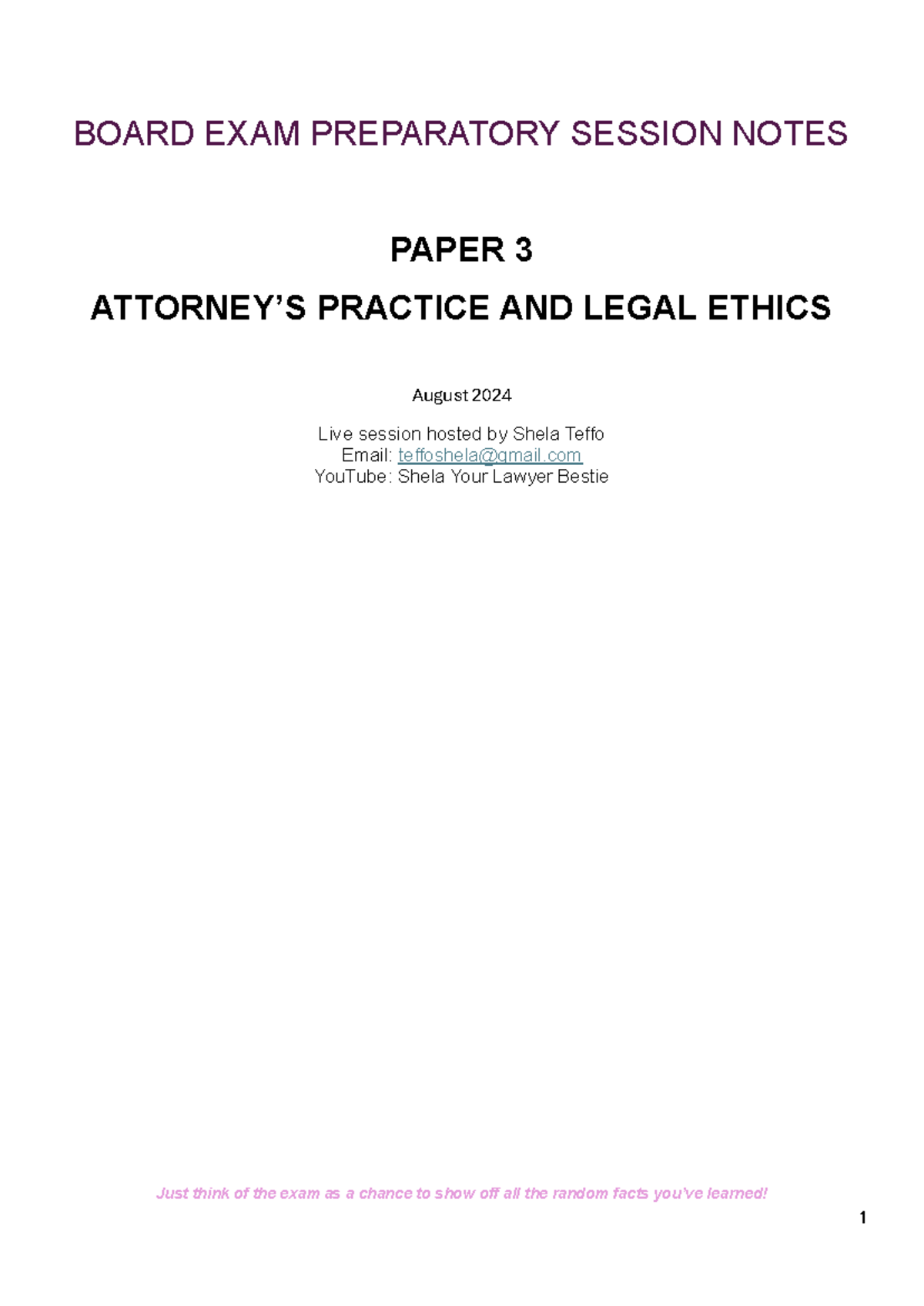 Professional Legal Ethics Exam Notes - SHELA 240820 192303 - Studocu