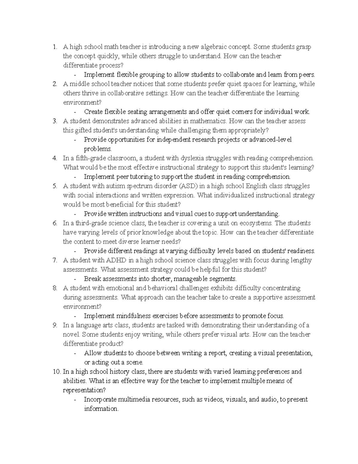 D096 Unit 4 Differentiation Strategies for Diverse Learners - Studocu