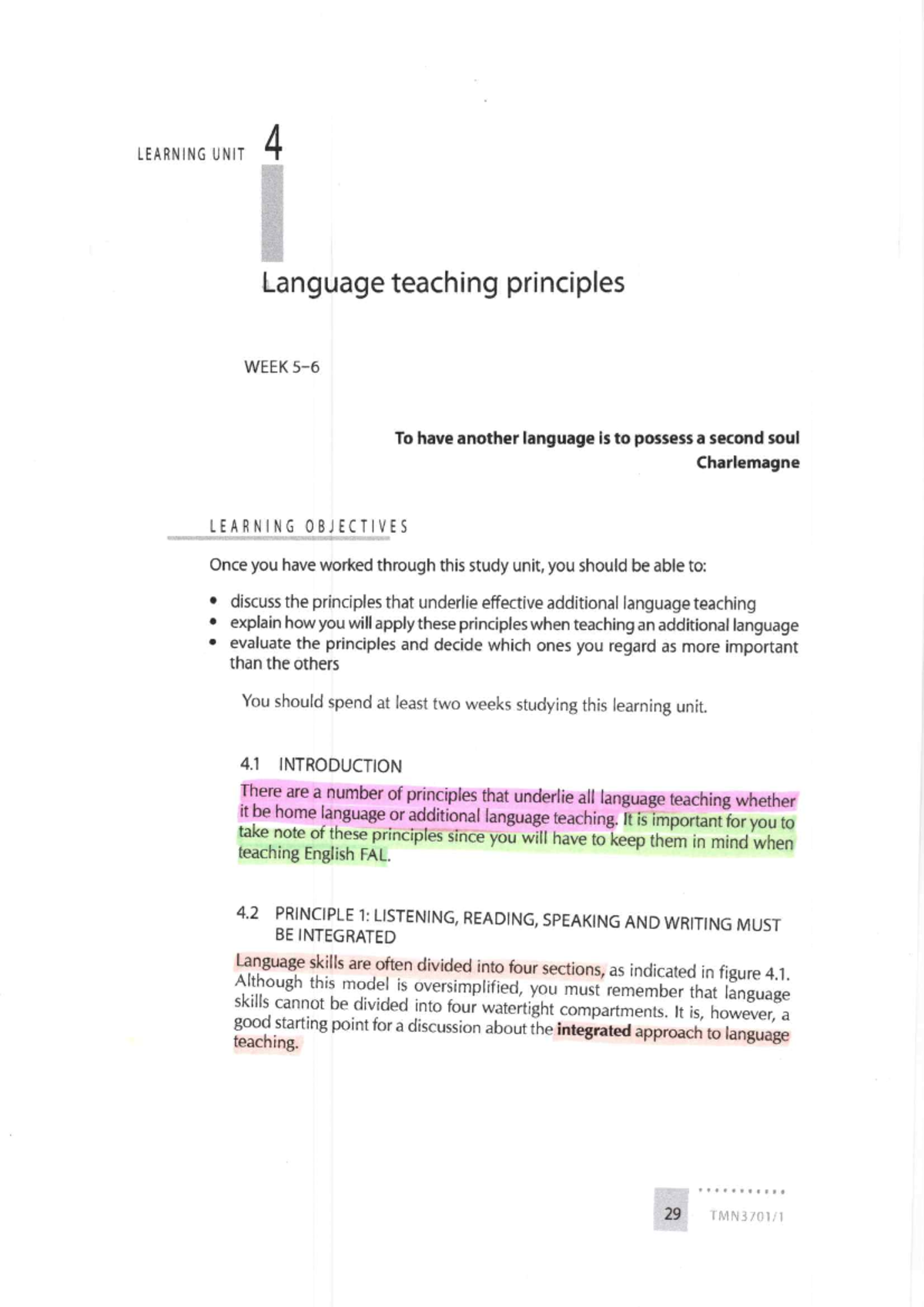 Language Teaching Principles: Key Concepts and Frameworks - Studocu
