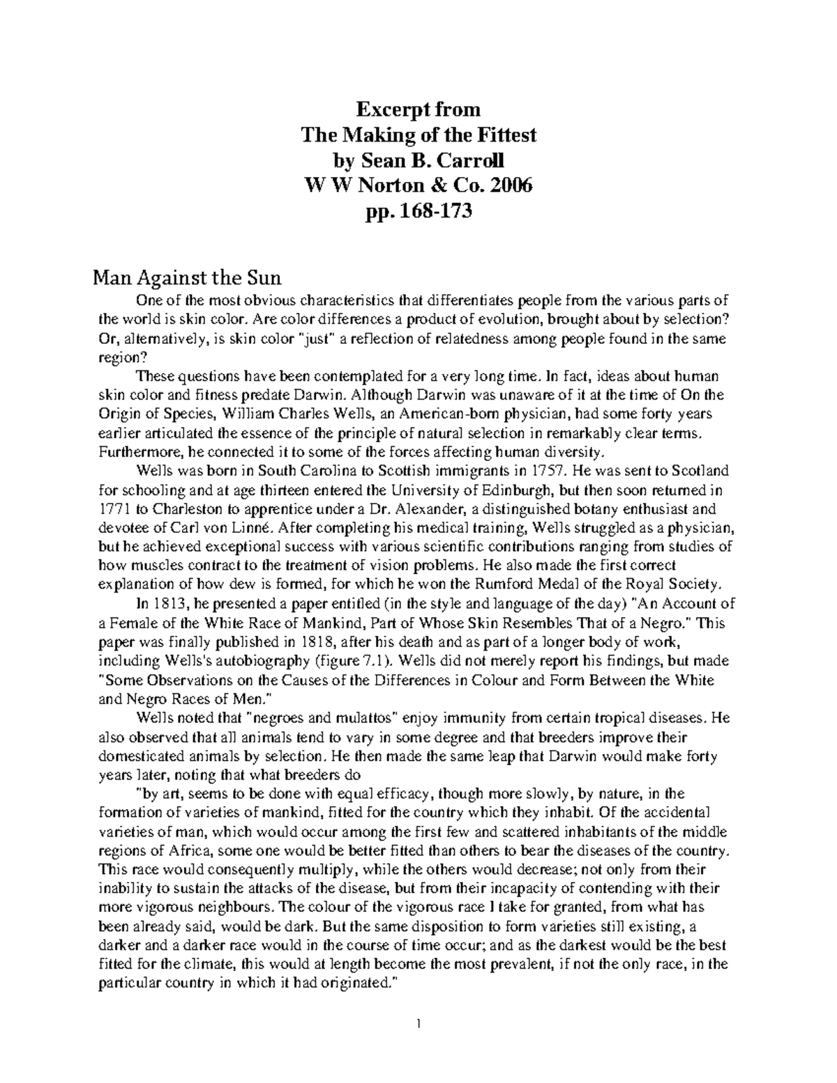 Man Against the Sun: Evolution of Skin Color and Selection Mechanisms ...