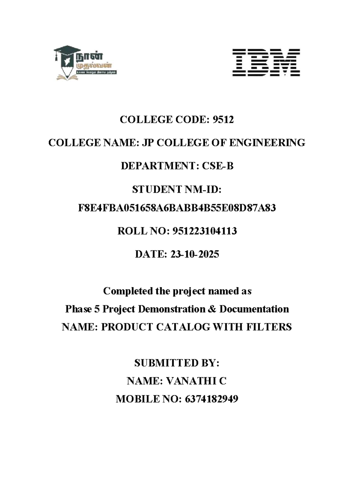 Phase 5 Project Documentation (II3) - Product Catalog with Filters ...