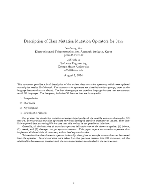 Mutops Method: Mutation Operators for Java in muJava (SDF) - Studocu