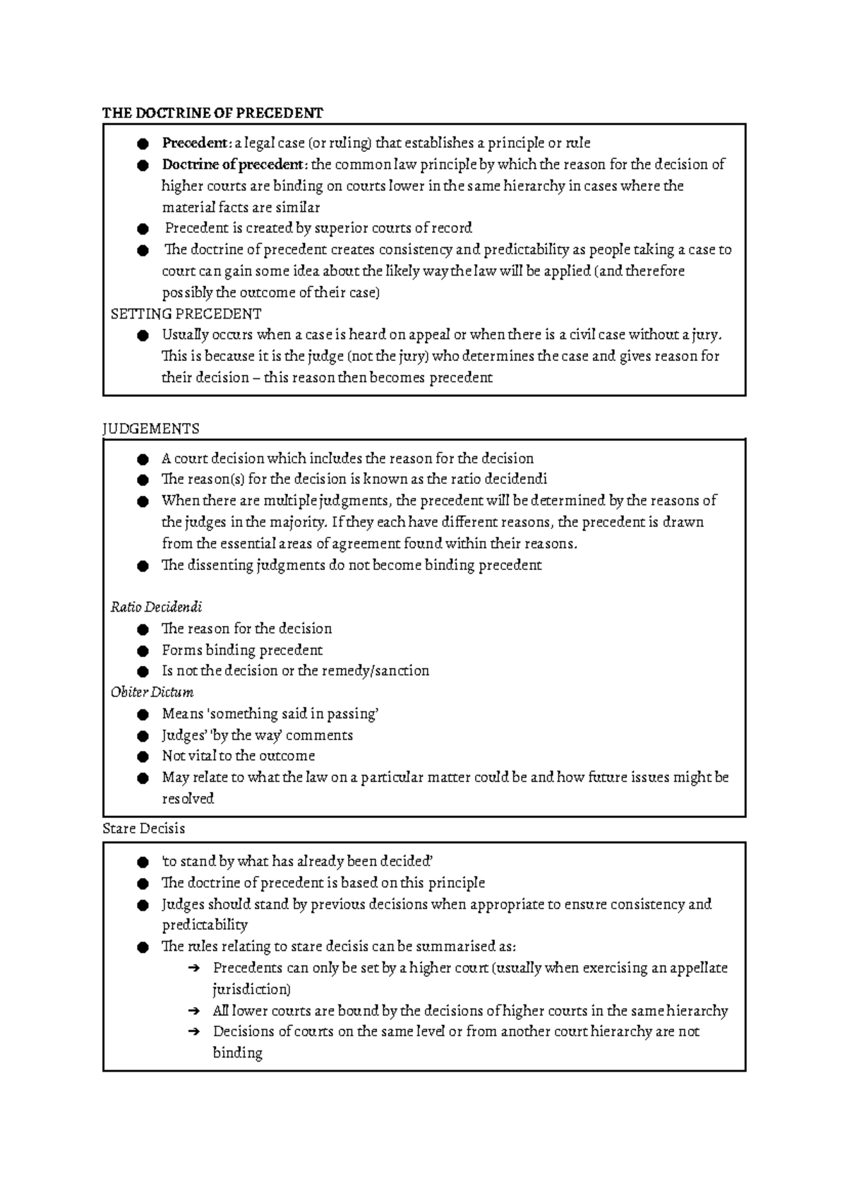 LAW101: Doctrine of Precedent Overview and Key Principles - Studocu