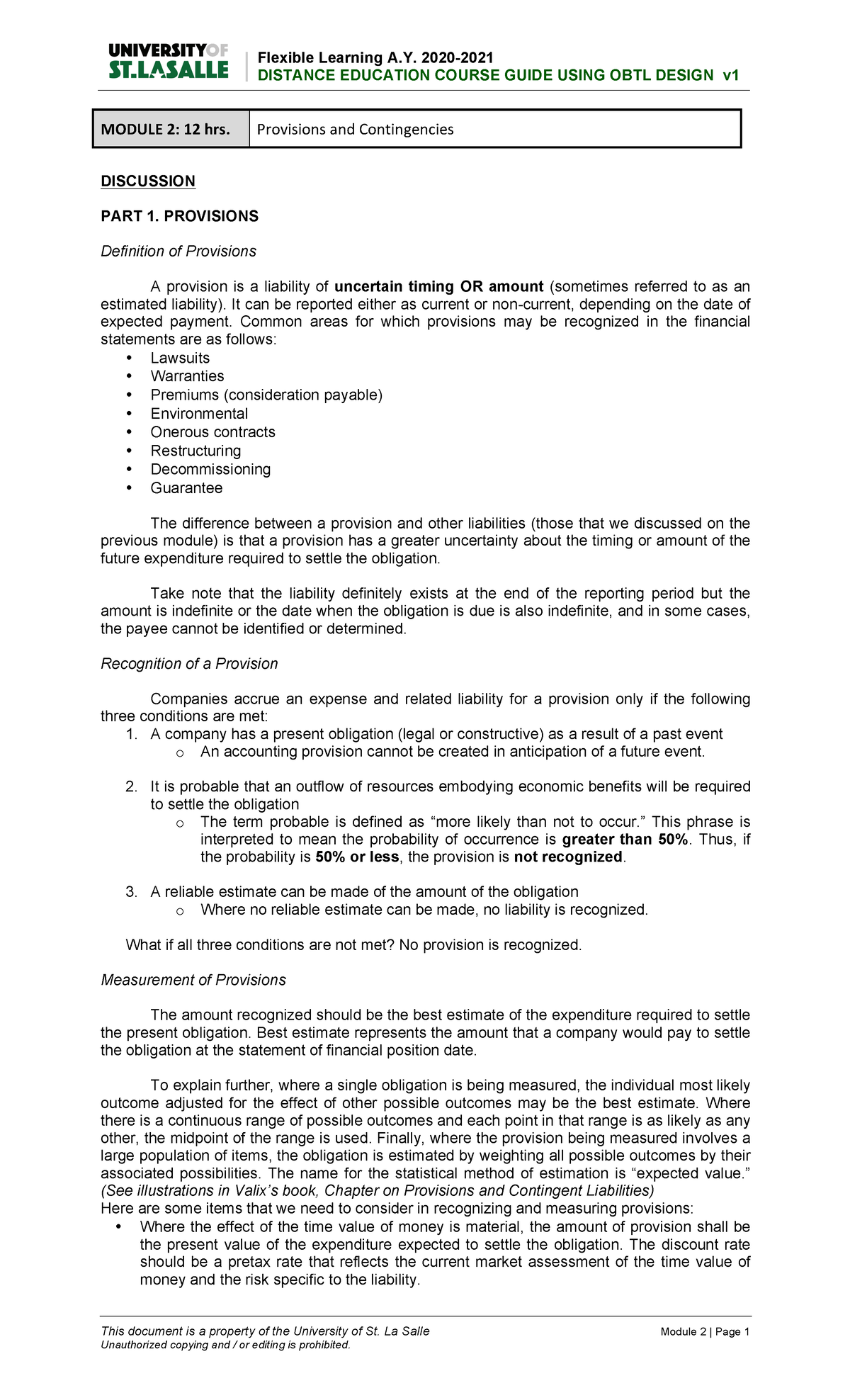 Module 2 - Discussion - Lecture notes 2 - This document is a property ...