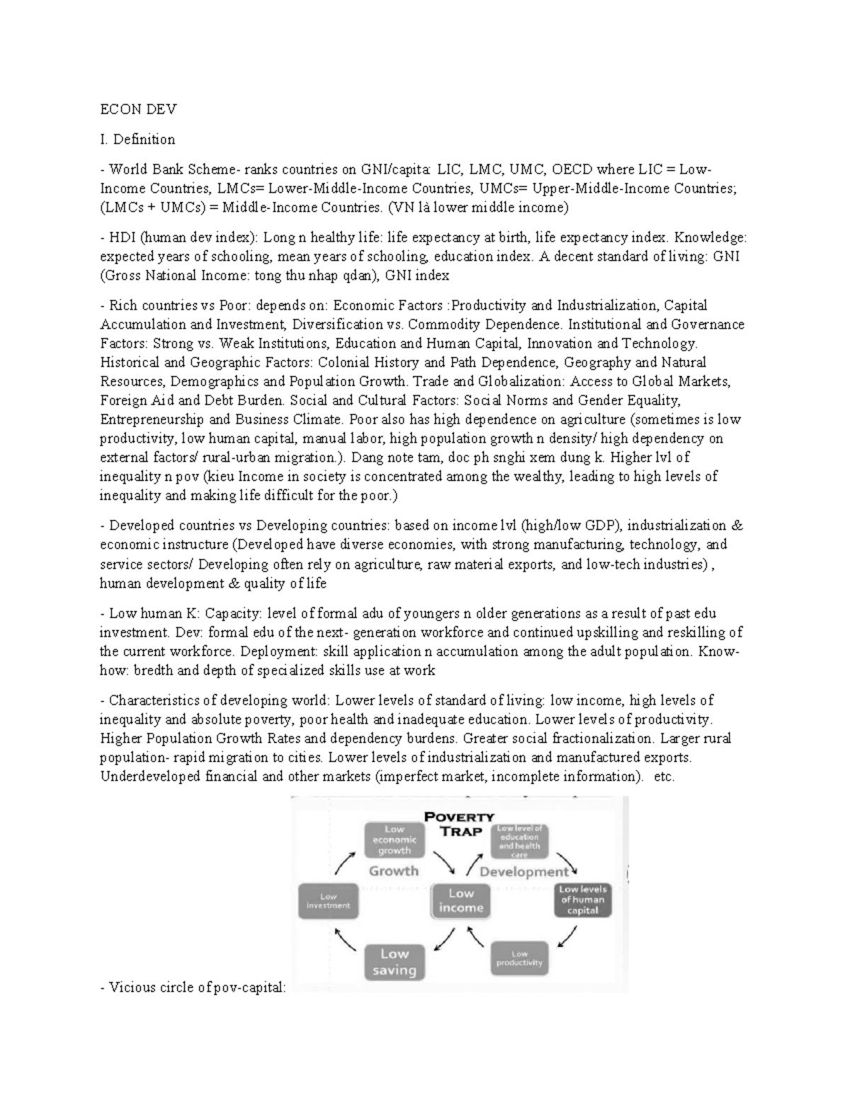 ECON DEV I: Midterm Review on Economic Development Concepts - Studocu