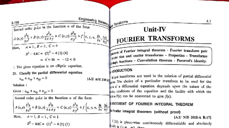 Unit 4 - Fourier Transforms and Elliptic Equations in Engineering ...