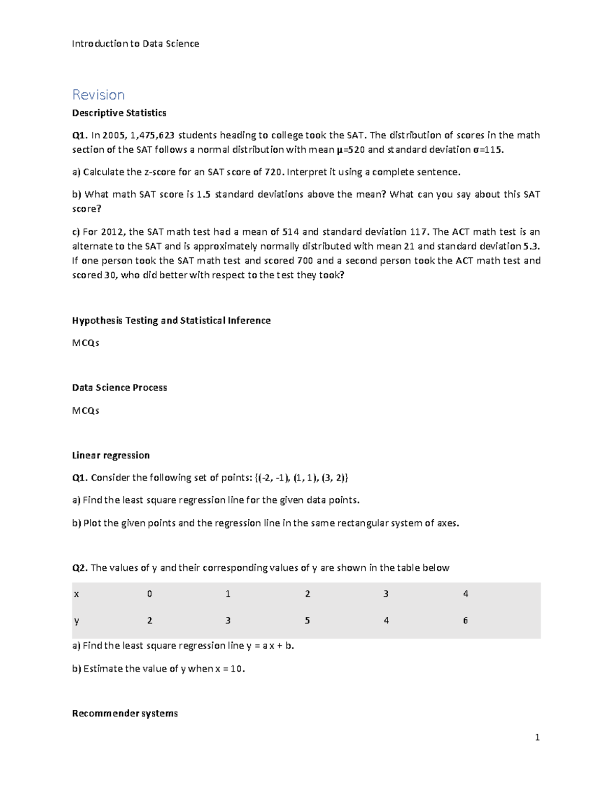 IDS Final Exam Practice: Descriptive Statistics & Regression Analysis ...