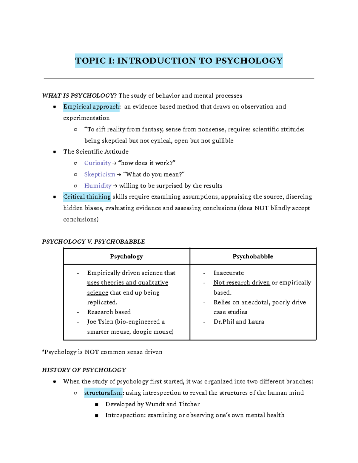 Psych 111: Final Exam Study Notes on Introduction to Psychology - Studocu