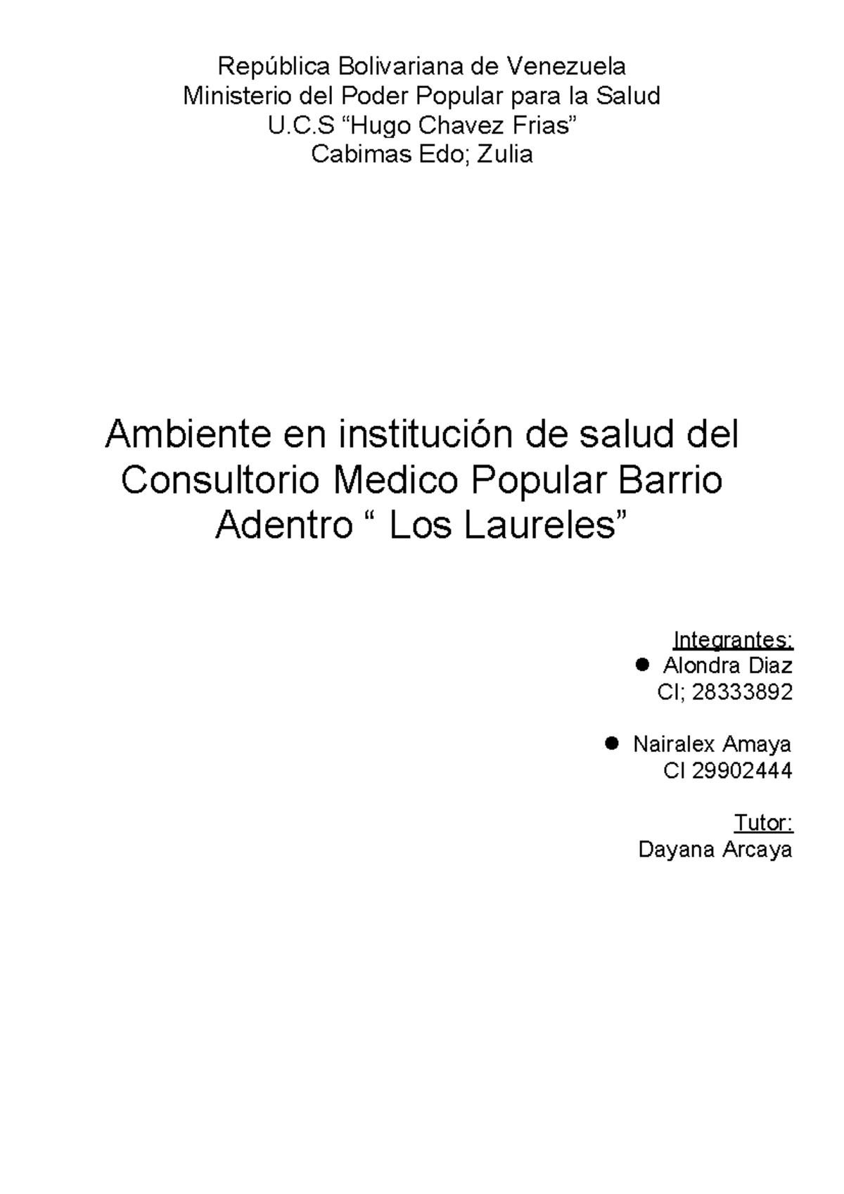 Trabajo Final de Ambiente Específico - Consultorio Médico Popular - Document Preview