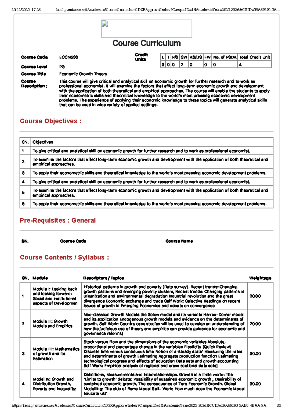 Economic Growth Theory (ECON630) Course Overview and Objectives - Studocu