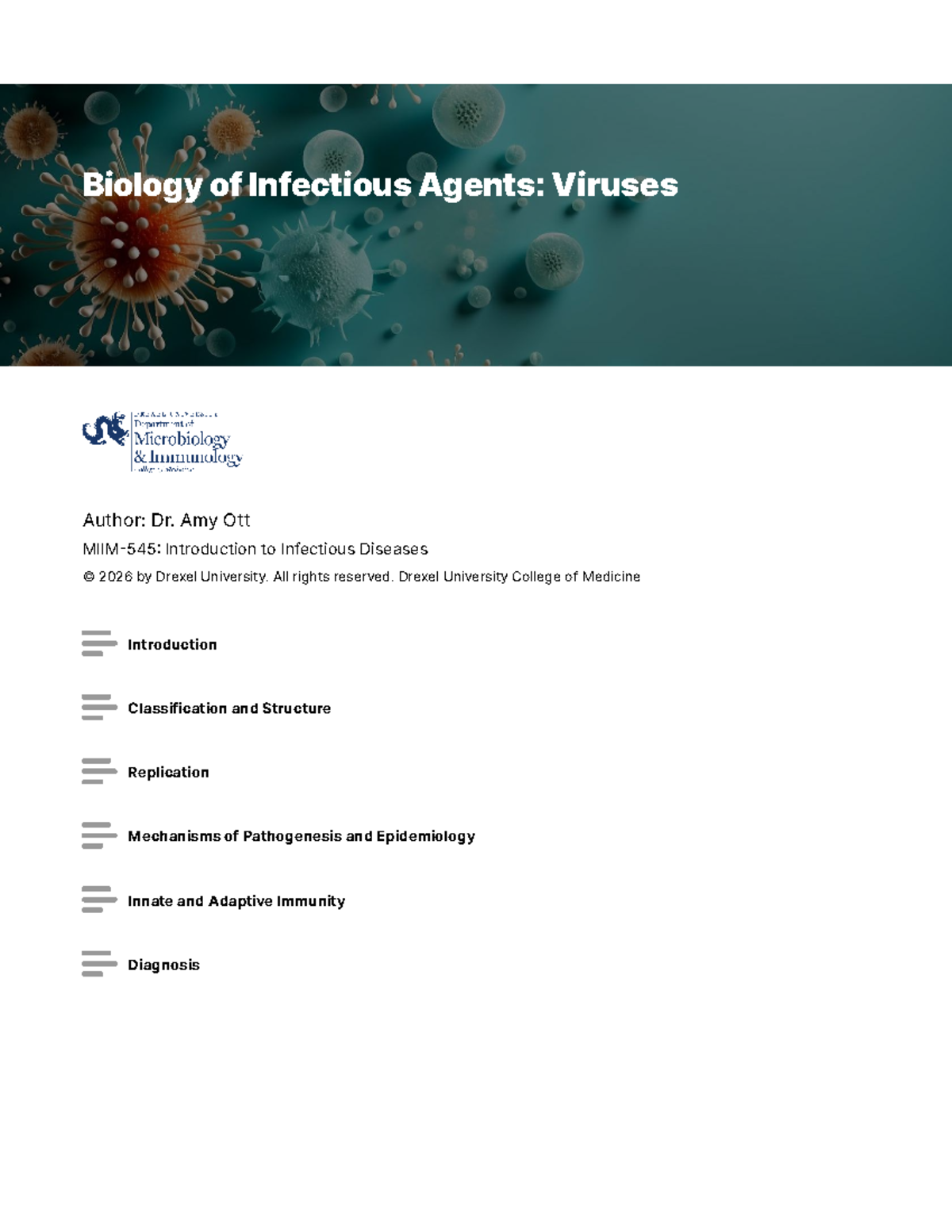 MIIM-545 Lecture: Biology of Infectious Agents - Viruses - Studocu