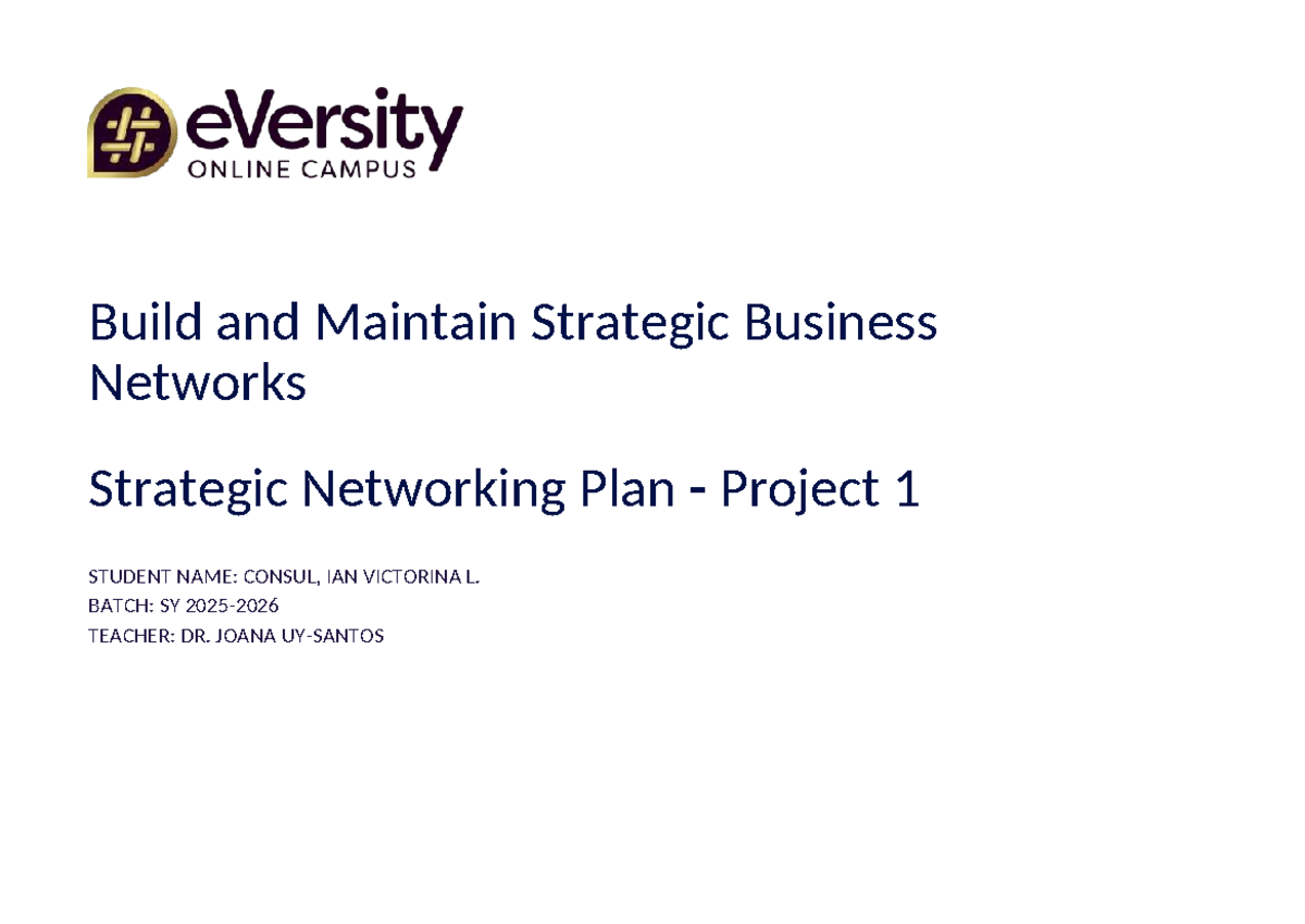 PACE 311 Project 1: Strategic Networking Plan Template - Studocu