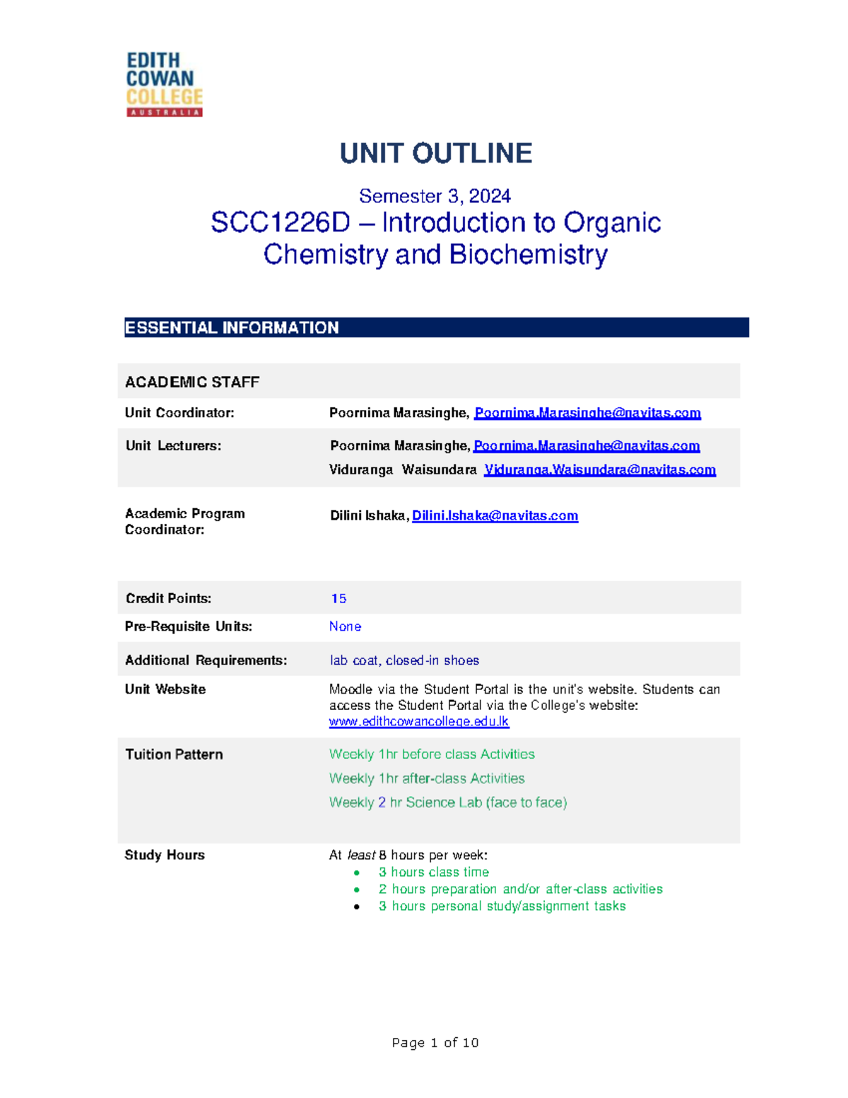 Unit Outline SCC1226D Tri 3 2024 - UNIT OUTLINE Semester 3, 2024 ...