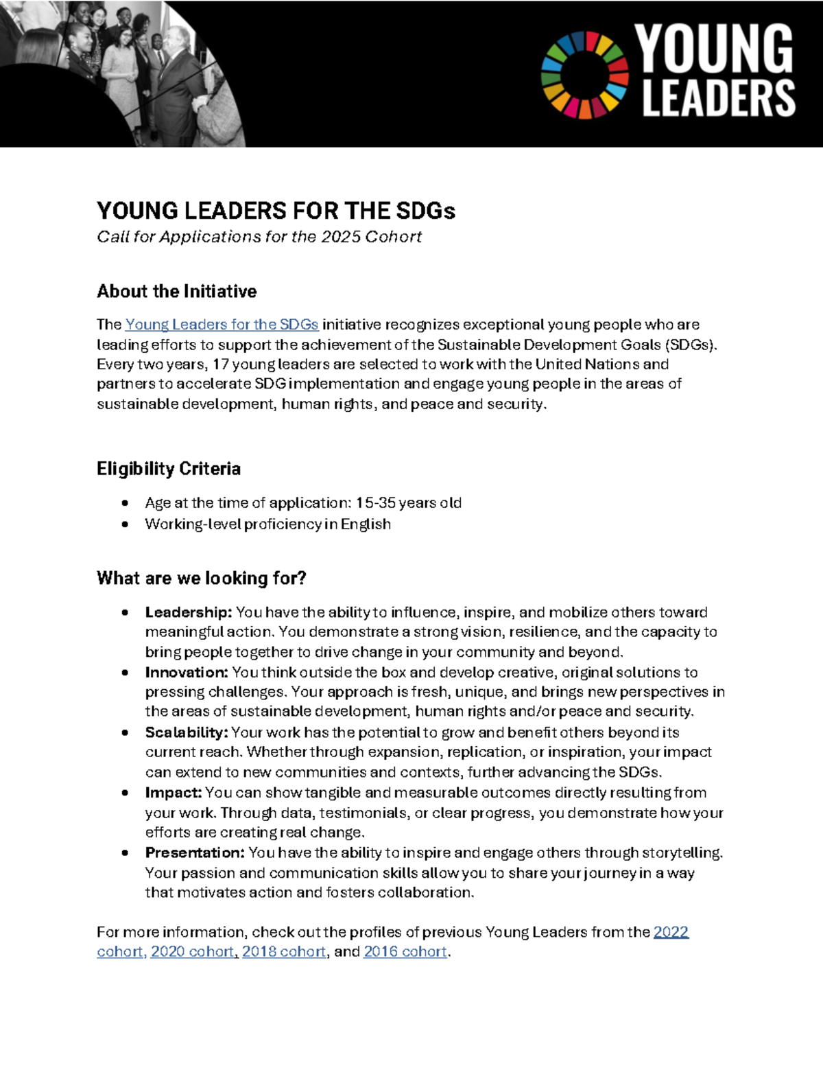Young Leaders for the SDGs 2025: Application Overview - Studocu