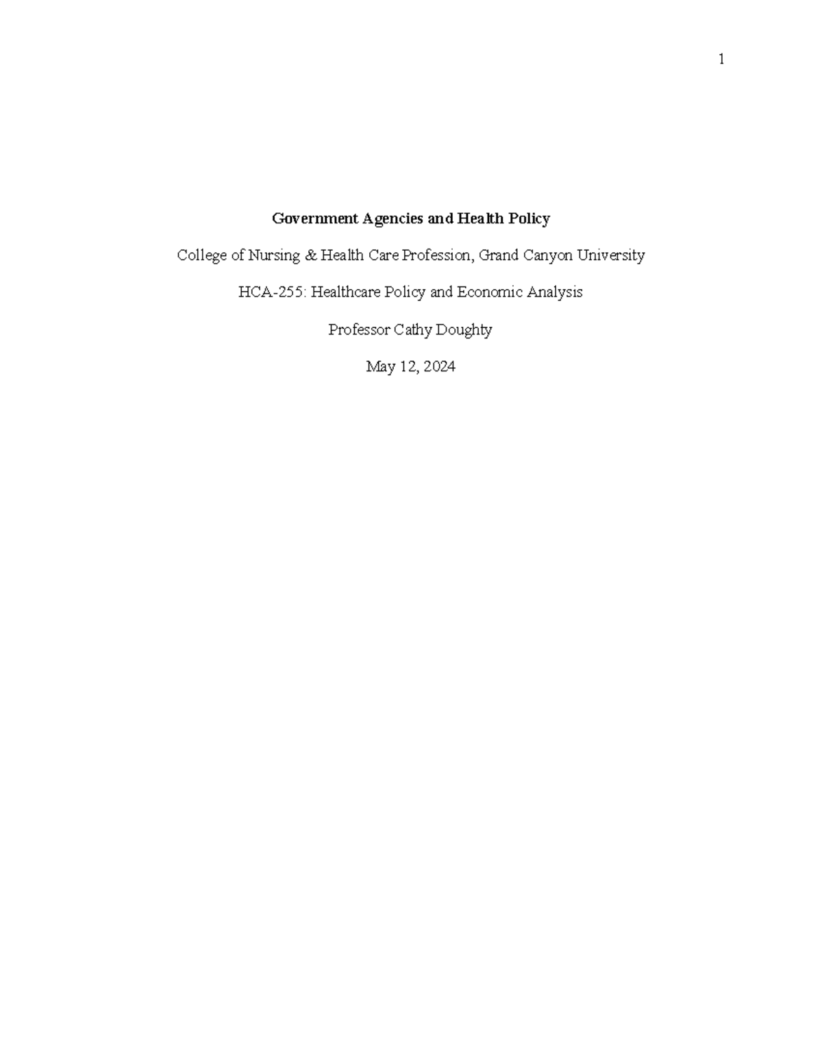 HCA-255: Research Paper on CDC's Role in Health Policy - Studocu