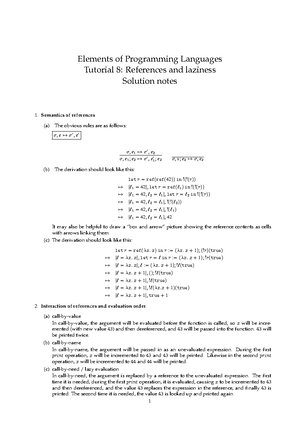 Tutorial solution 6 - Elements of Programming Languages Tutorial 6 ...