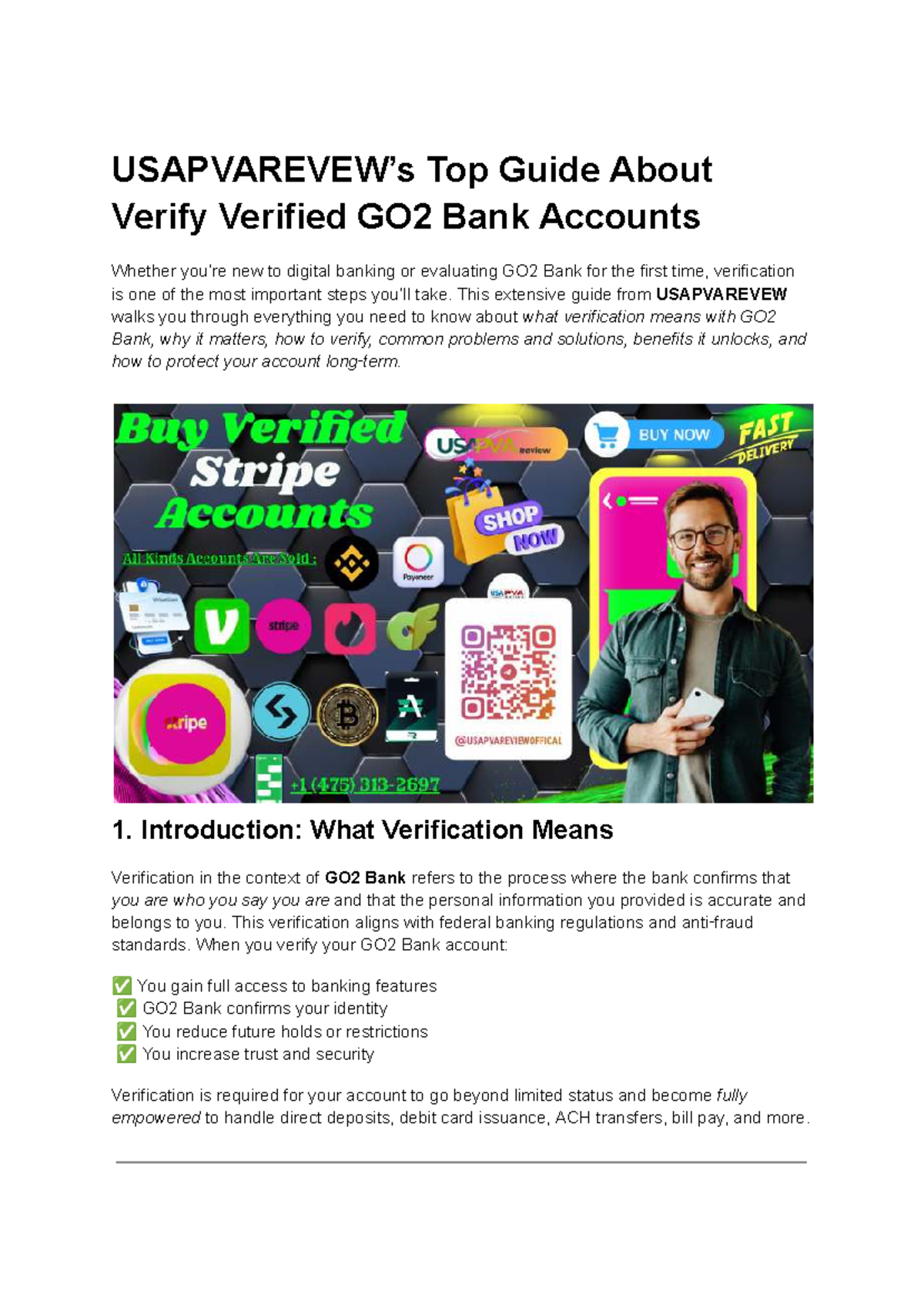 Comprehensive Guide to Verifying GO2 Bank Accounts - USAPVAREVIEW - Studocu