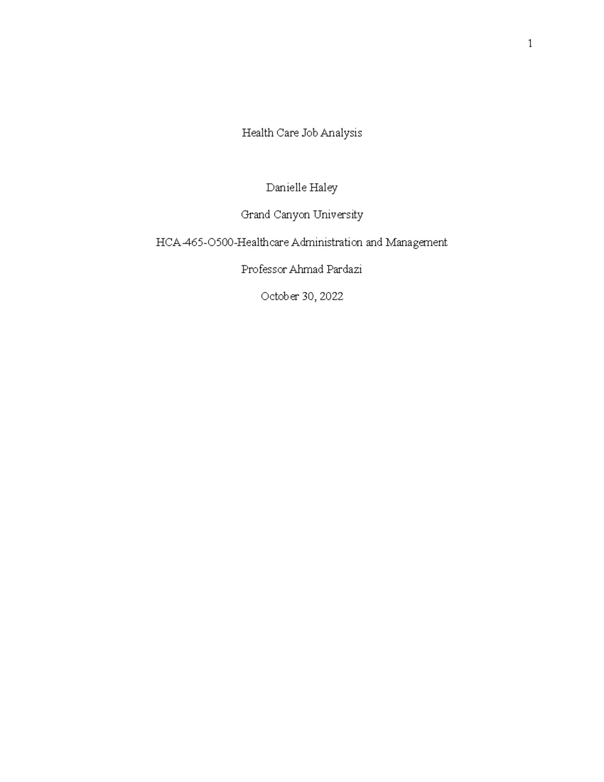 HCA-465-O500 Job Analysis: Healthcare Data Analyst Roles and Impact ...