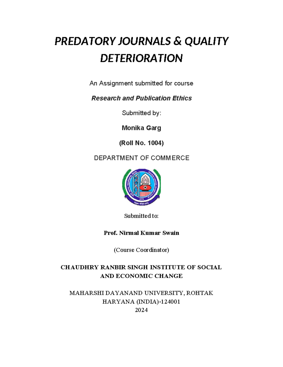 Predatory Journals - Bachelor in Commerce - PREDATORY JOURNALS ...