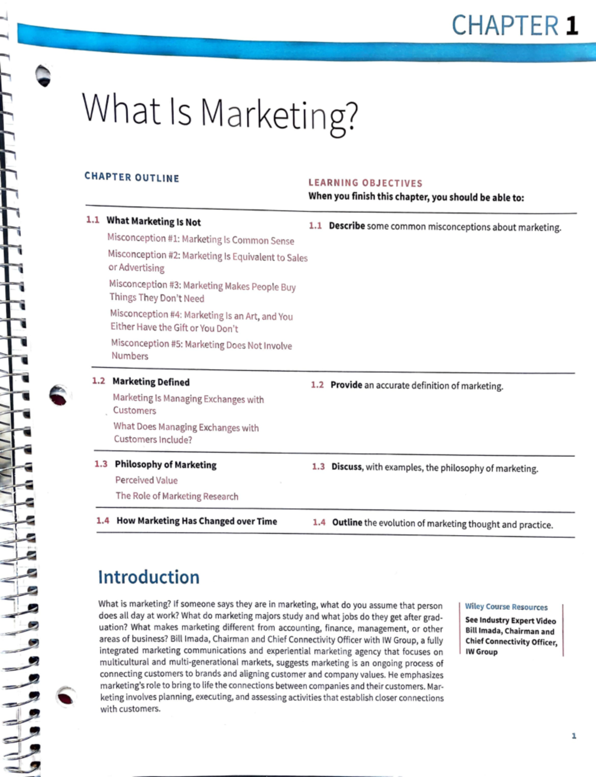 Introduction to marketing - Chapter 1 - \I CHAPTER 1 What Is Marketing ...