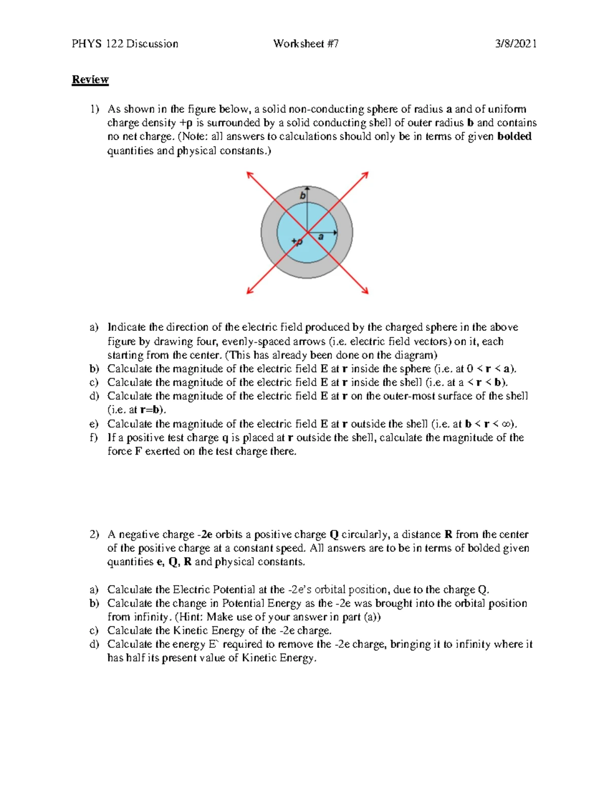 PHYS-122 Chapter 6 Practice Problems Worksheet - Studocu