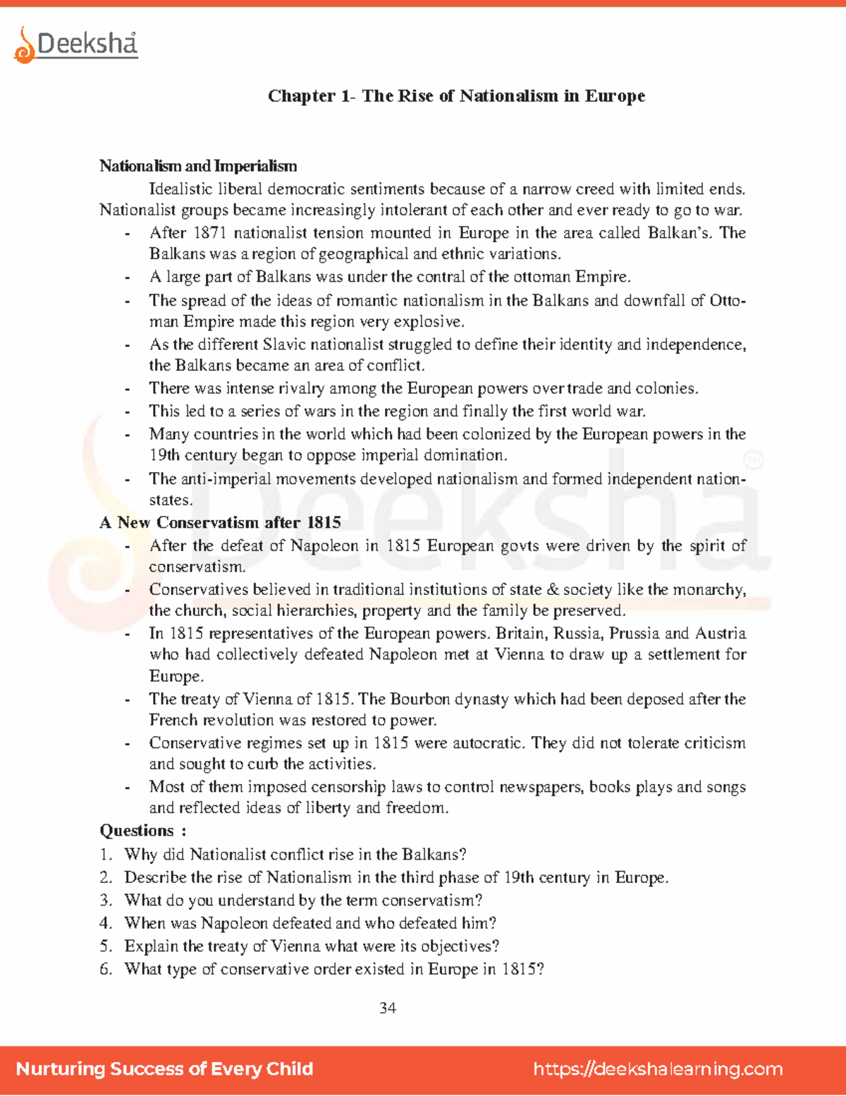 CBSE Class 10 History Notes: Chapter 1 - The Rise of Nationalism - Studocu