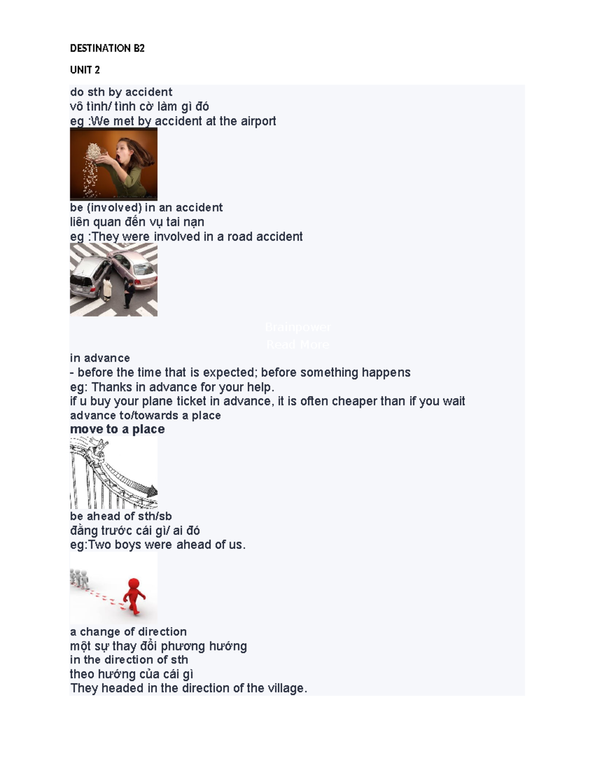 Destination B2: Unit 2 Vocabulary Notes - Studocu