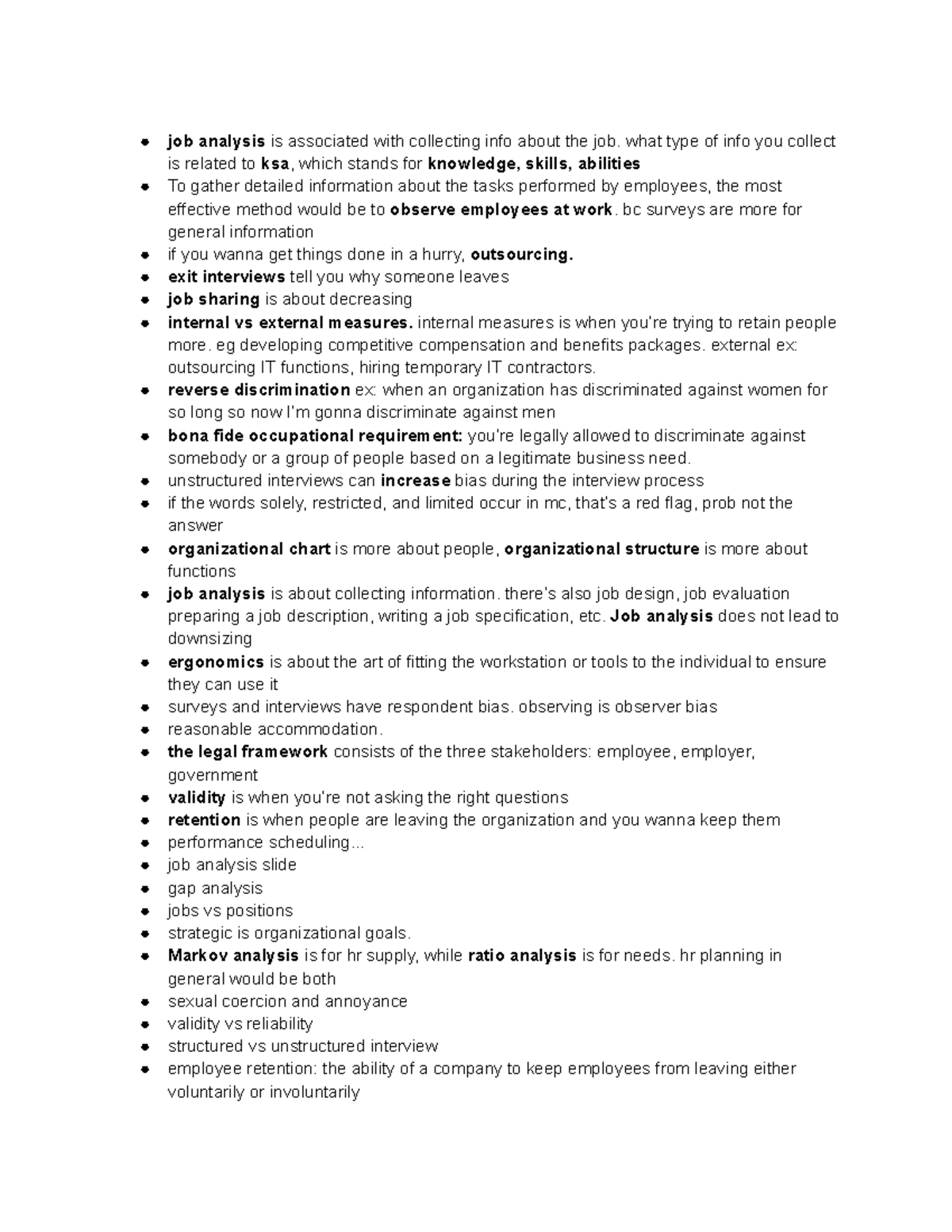 MHR523 Exam 1 Prep: Job Analysis, Design, and HR Planning Notes - Studocu