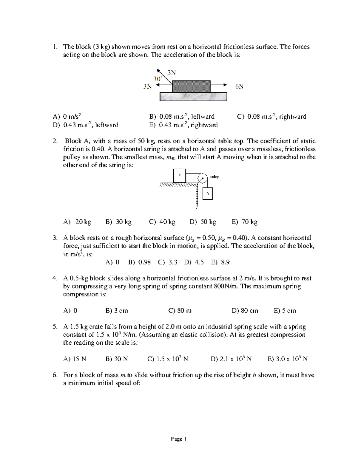Sample Questions 2 - Practice Material for Physics 101 Final Exam - Studocu