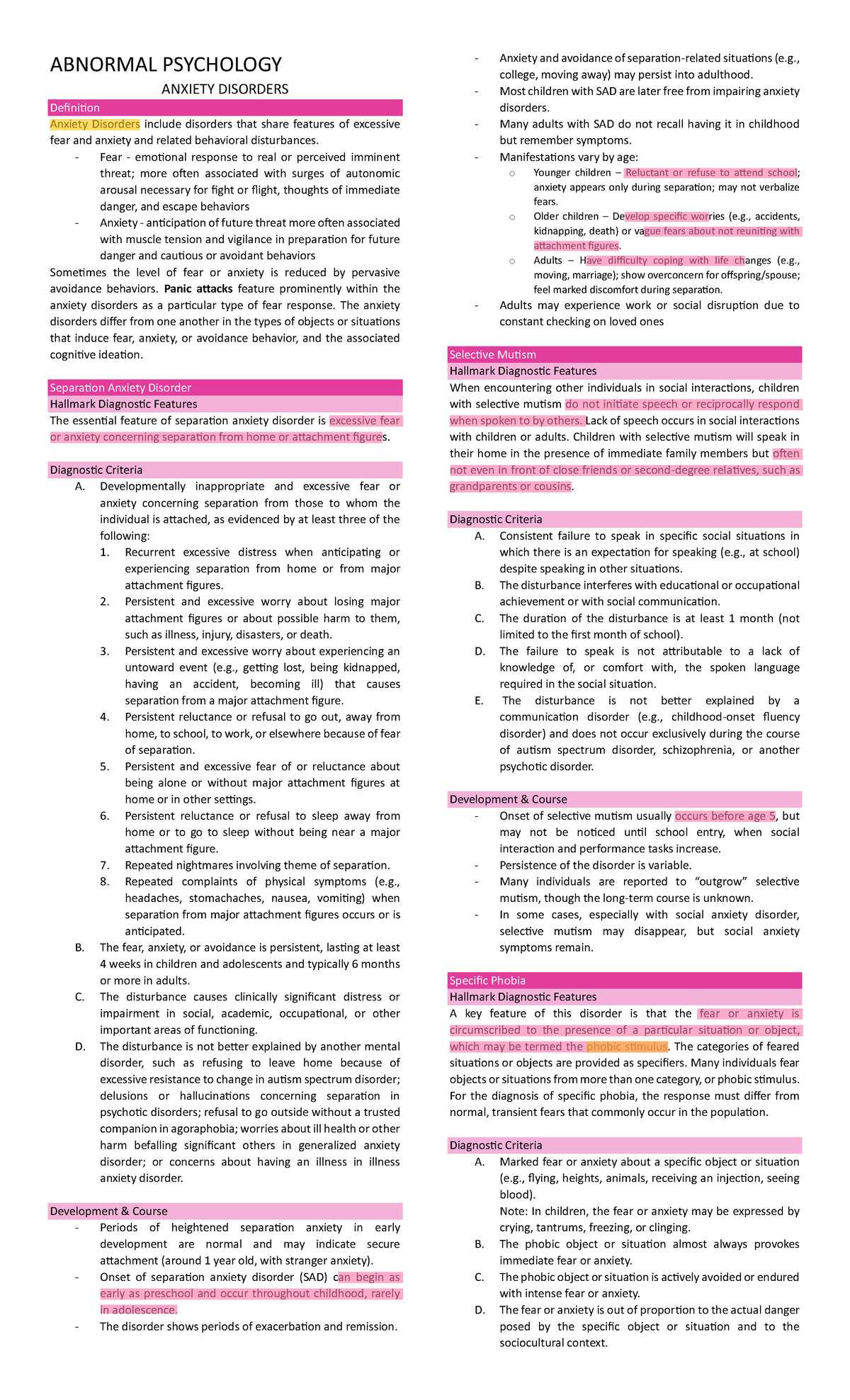ABPsy 101: Midterm Review on Anxiety Disorders and Related Conditions ...