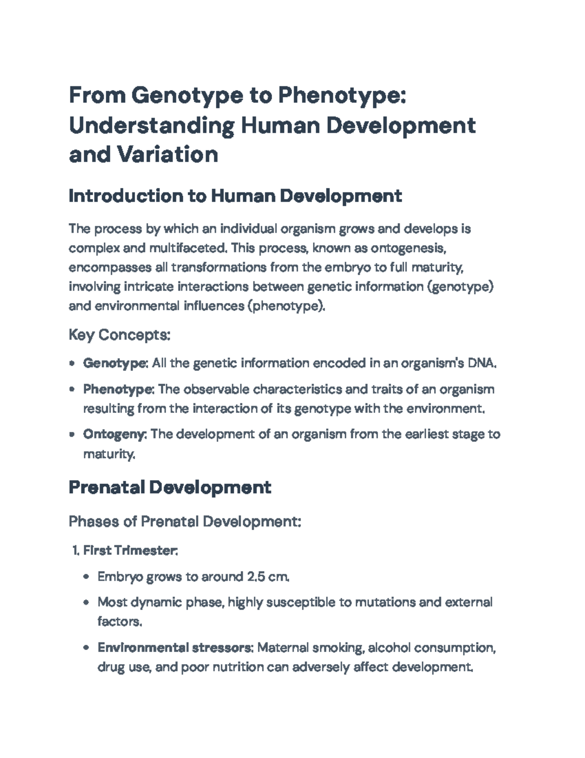 Understanding Human Development and Variation: From Genotype to ...