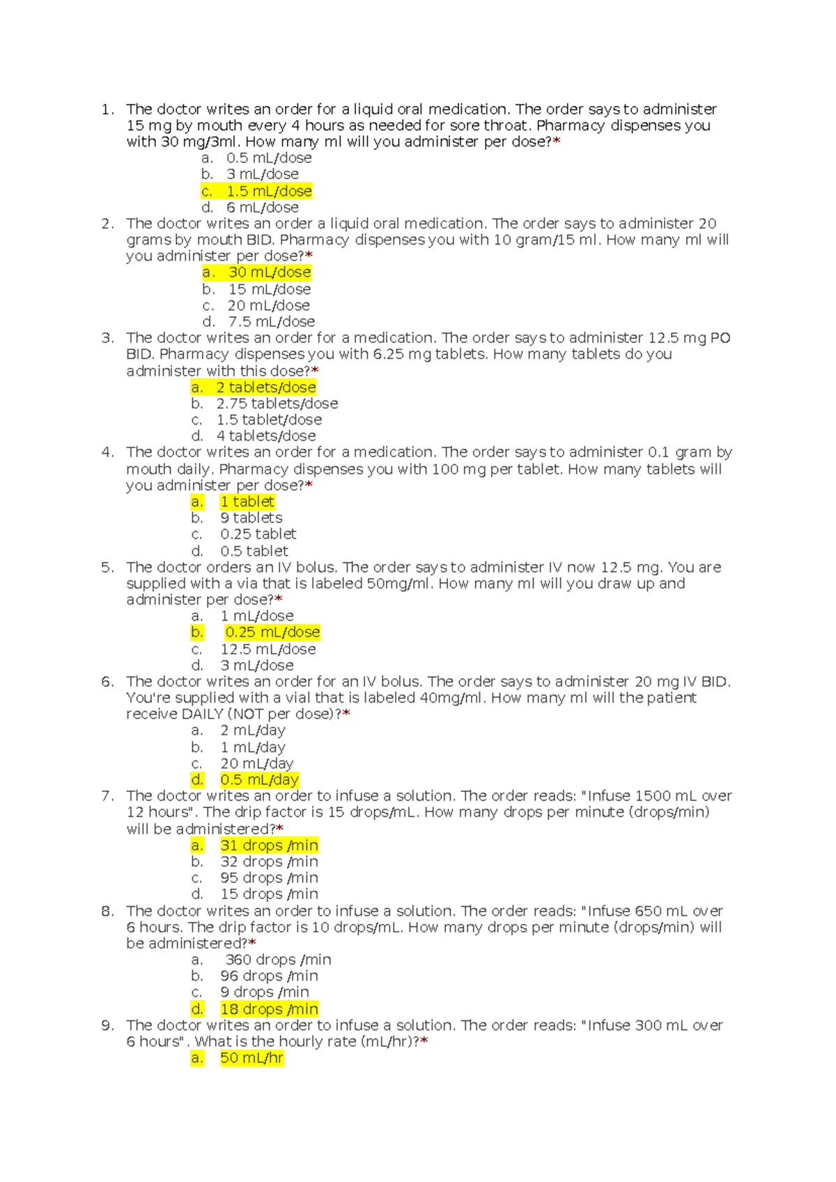Drug Calculations 3 (Nov) - Medication Dosage & IV Infusion Orders ...
