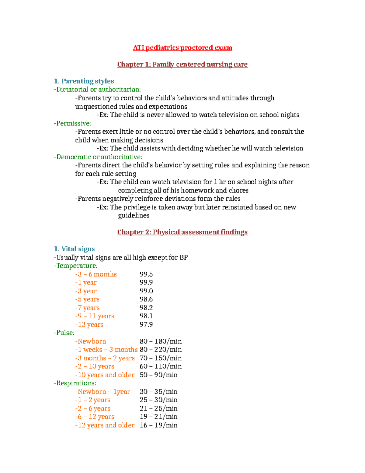 ATI PEDS 2 - Comprehensive Study Guide for Pediatrics Exam - Studocu