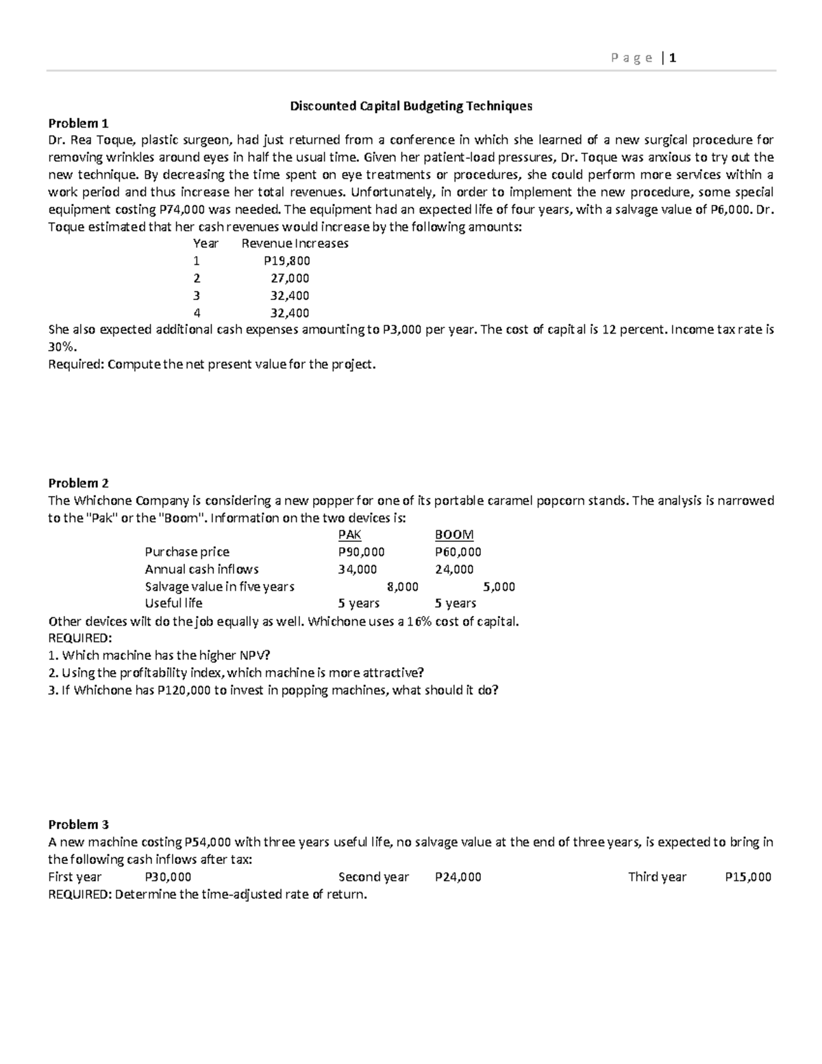 Discounted Capital Budgeting Techniques: NPV & Rate of Return Analysis ...
