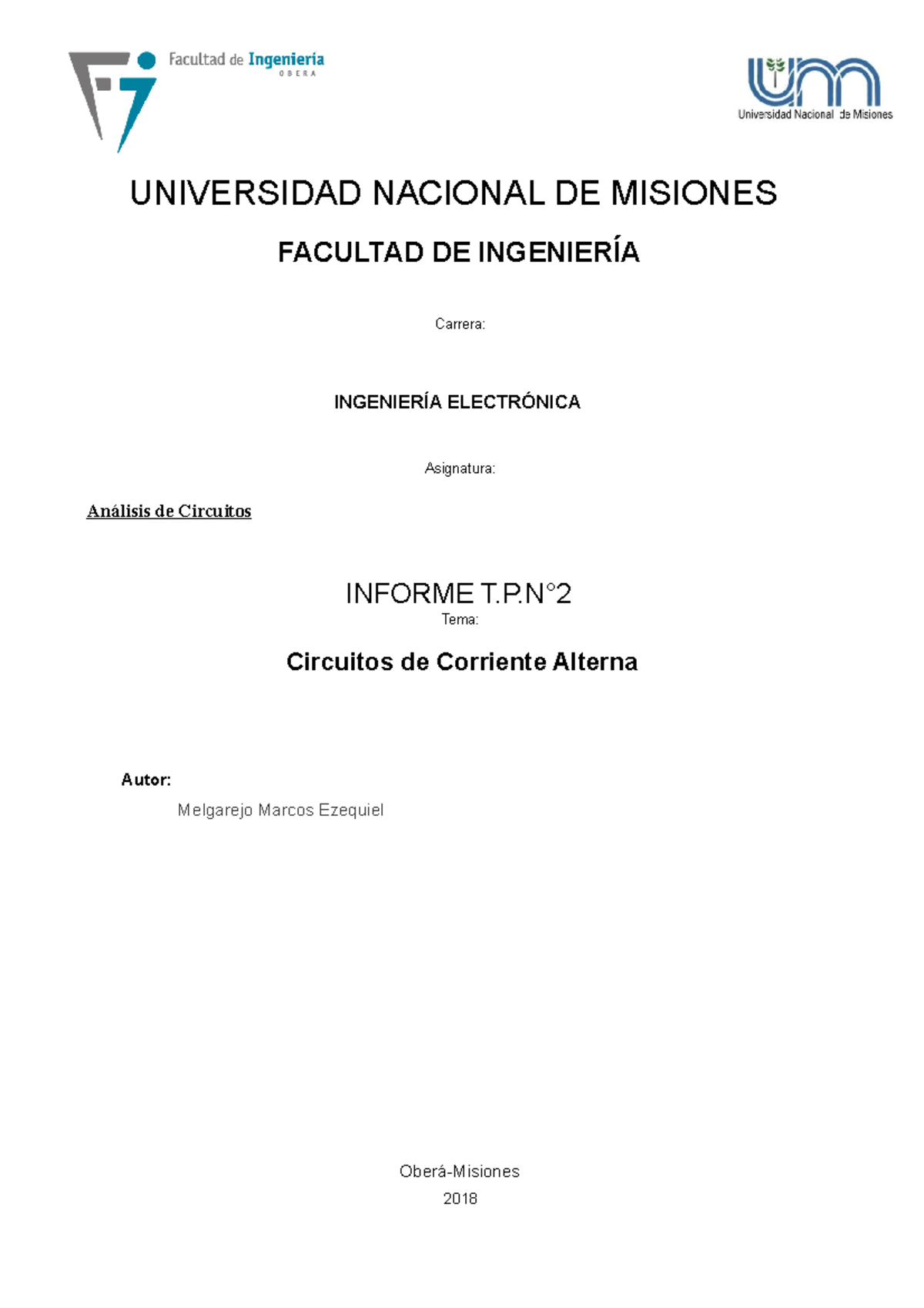 Ejercicio de Fasores en Circuitos de Corriente Alterna - T.P.N° 9 - Document Preview