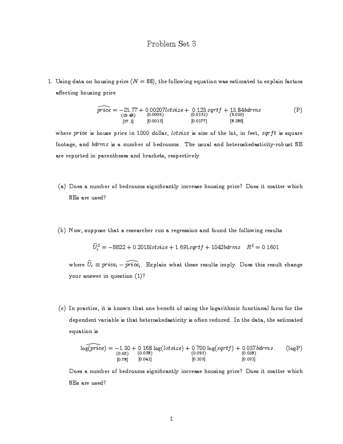 PS3 2020: Econometric Factors Influencing Housing Prices Analysis - Studocu