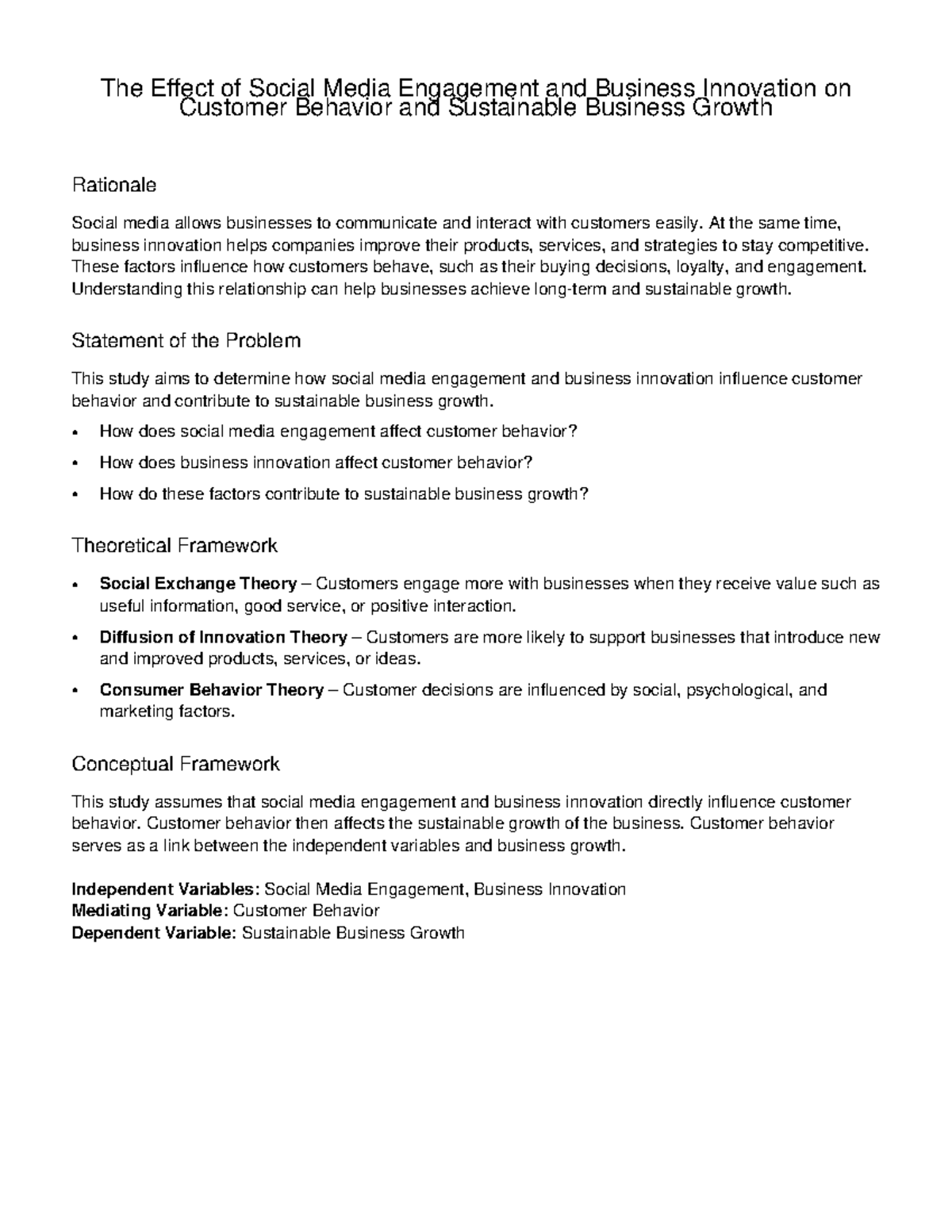 The Impact of Social Media Engagement & Innovation on Customer Behavior ...
