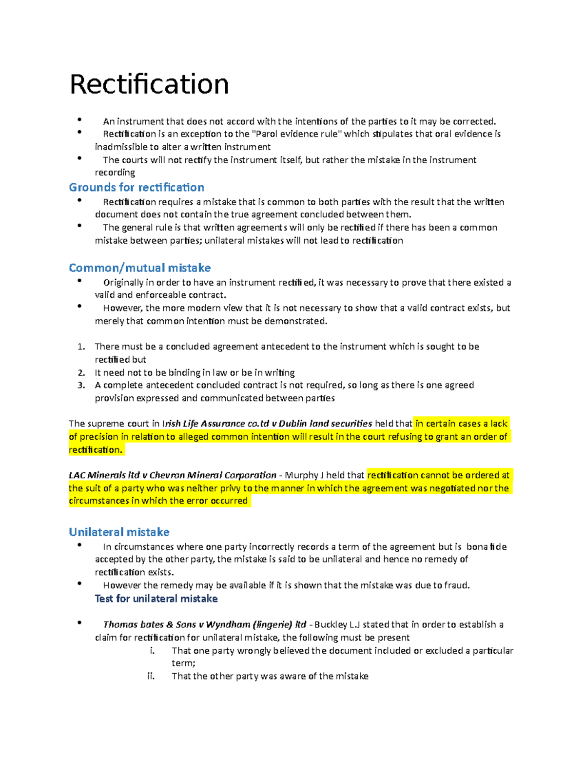 L4 Legal Studies: Rectification of Legal Instruments Explained - Studocu