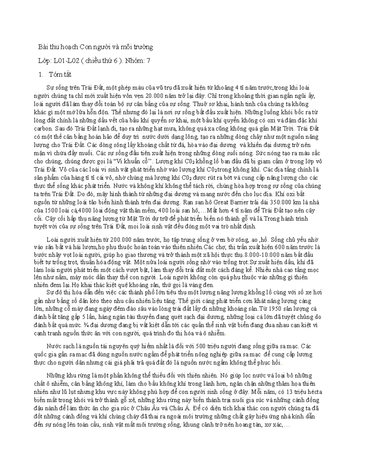Bài thu hoạch nhóm 7- L01-L02(T6) - Bài thu hoạch Con người và môi ...
